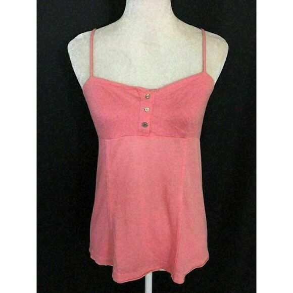 Free People Beach Womens Solid Pink Spaghetti Strap Tank Top Cami Cotton Medium - Picture 1 of 6